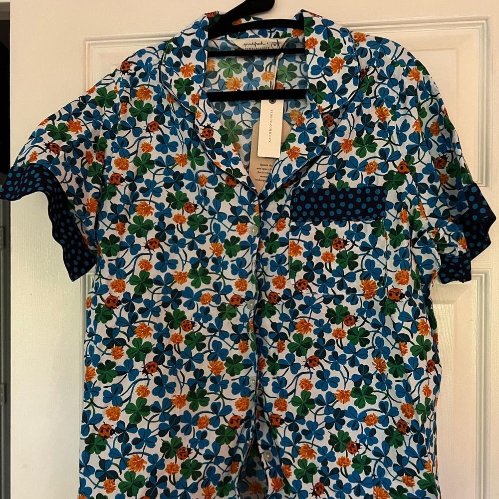 Print Fresh Short Sleeve Top, Long Pant PJs - Ladybug Print